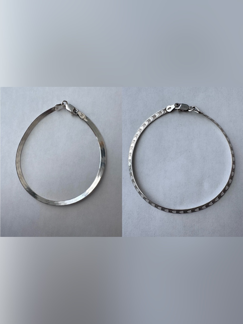 Vintage Reversible Italian Sterling Silver Herringbone Heart Bracelet